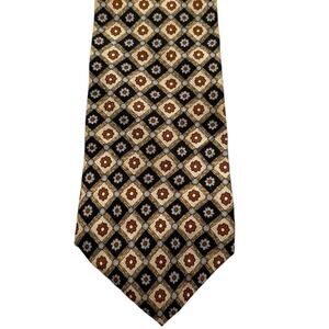 Brandy Cocktail Collection 100% Silk Tie Gold Black Floral Geometric Vintage USA
